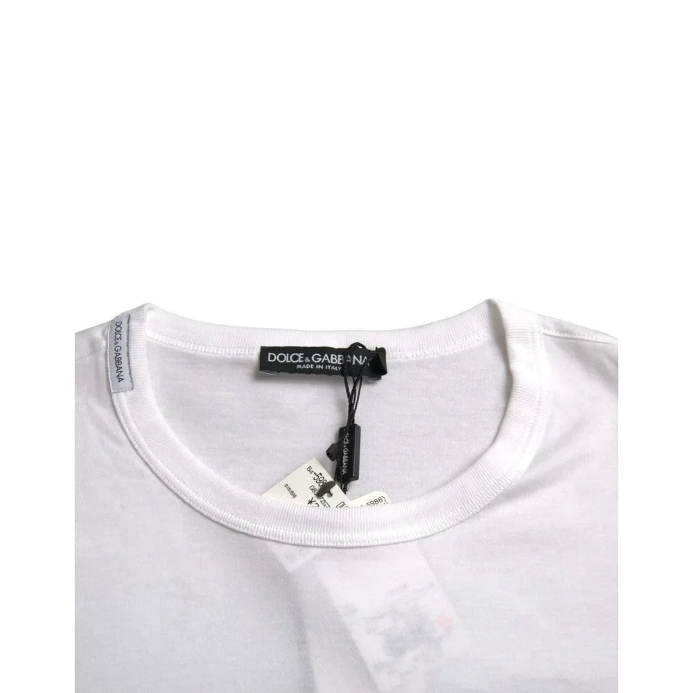 Dolce & Gabbana White Logo Embroidery Short Sleeve T-shirt - Picture 3 of 4